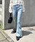 【4サイズ展開XS-L] 内スリットベルボトムデニムパンツ