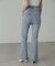 【4サイズ展開XS-L] 内スリットベルボトムデニムパンツ