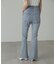 【4サイズ展開XS-L] 内スリットベルボトムデニムパンツ