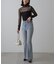 【4サイズ展開XS-L] 内スリットベルボトムデニムパンツ