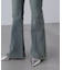 【4サイズ展開XS-L] 内スリットベルボトムデニムパンツ