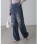 ストレートワイドクラッシュデニムパンツ