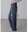 ストレートワイドクラッシュデニムパンツ