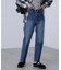 センタープレススリムストレートデニムパンツ