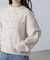 ハート刺繍ケーブルニット