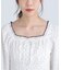 長袖ドット衿フリルブラウス