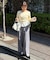 ワンタックワイドパンツ［切らずに履ける身長別サイズ／低身長／高身長／５サイズ５色／洗える／防シワ