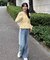 [低身長サイズ／Sシリーズ]ベーシックワイドサイドレースデニムパンツ