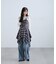 [低身長サイズ／Sシリーズ]ラインストーンサイドパネルヴィンテージライクワイドデニムパンツ