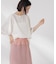 メッシュ×シフォンコンビチュニックトップス