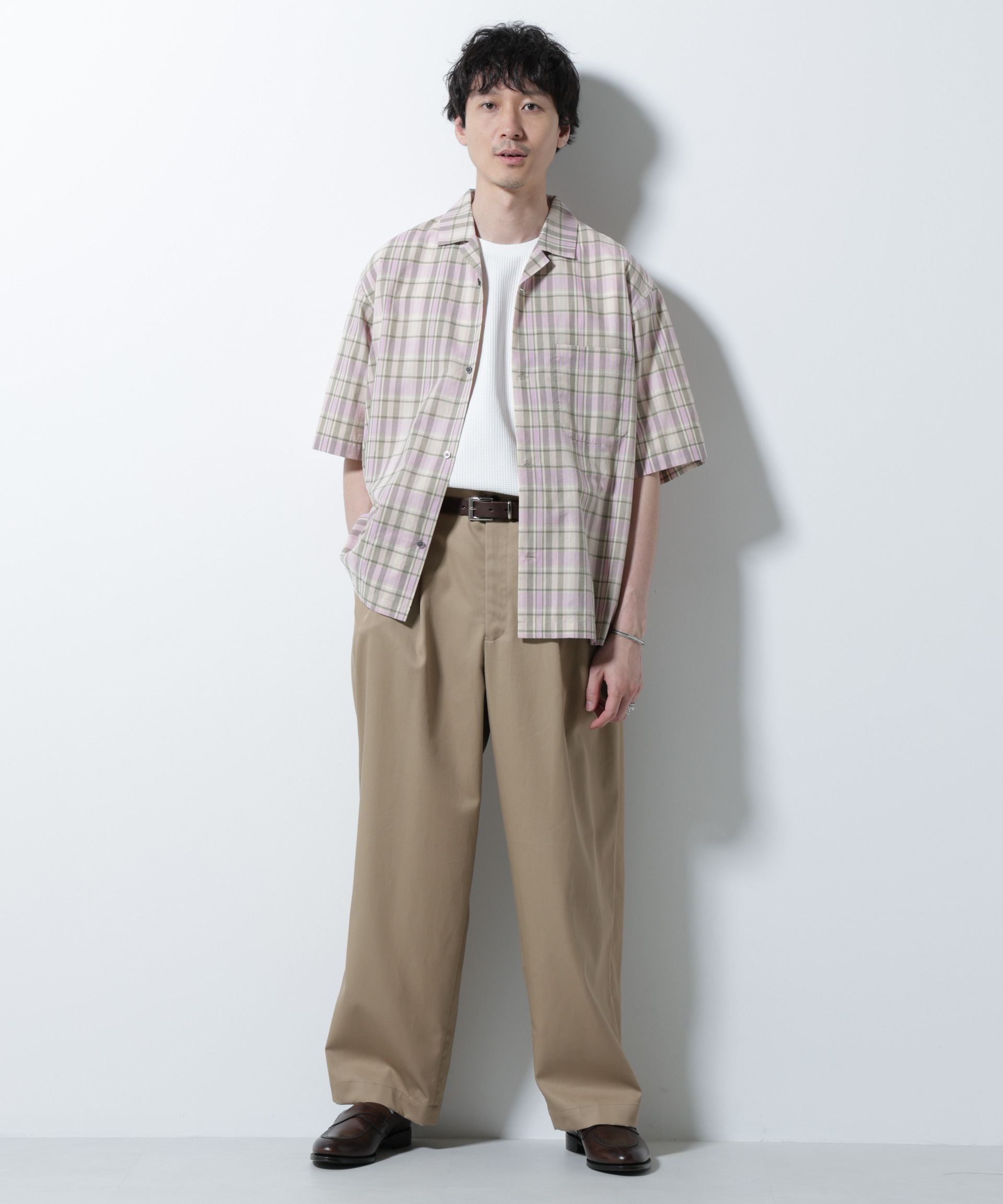 Fabric by INDIA オールドライクマドラスチェックシャツ 半袖