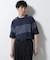 リラックス異素材ボーダーTシャツ 半袖