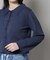 衿付アイレットクロップドニットカーディガン