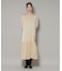 異素材切り替えギャザーサテンワンピース