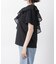 アシンメトリーフリル異素材コンビTシャツ