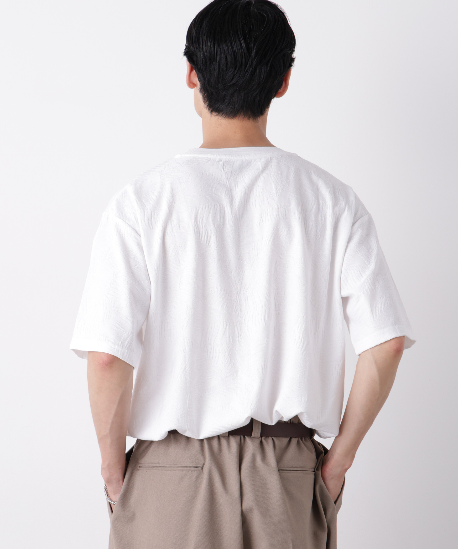 リンクスジャガードリーフ柄Tシャツ