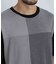 切替チェックニットTシャツ 半袖