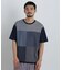 切替チェックニットTシャツ 半袖