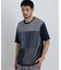 切替チェックニットTシャツ 半袖