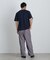 切替チェックニットTシャツ 半袖