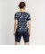 ナイキ（NIKE）フィットネス水着 水泳 総柄ジップ付き半袖セパレーツ 上下セット 黒 M-3Lサイズ 2993149-009