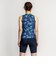 ナイキ（NIKE）フィットネス水着 水泳 総柄ジップ付きセパレーツ 上下セット 紺 M-LLサイズ 2993148-008
