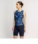 ナイキ（NIKE）フィットネス水着 水泳 総柄ジップ付きセパレーツ 上下セット 紺 M-LLサイズ 2993148-008