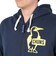 チャムス（CHUMS）スウェット パーカー ブービー ロゴ ジップパーカー CH00-1420-N098 ネイビー×イエロー 裏起毛 綿100