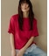 【M-XL/二の腕カバー】さらり麻調メッシュ5分袖ブラウス