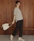 【M-XL/二の腕カバー】さらり麻調メッシュ5分袖ブラウス