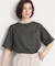 【M-XL/二の腕カバー】さらり麻調メッシュ5分袖ブラウス
