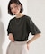 【M-XL/二の腕カバー】さらり麻調メッシュ5分袖ブラウス