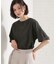 【M-XL/二の腕カバー】さらり麻調メッシュ5分袖ブラウス