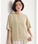 【M-XL/二の腕カバー】さらり麻調メッシュ5分袖ブラウス