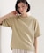 【M-XL/二の腕カバー】さらり麻調メッシュ5分袖ブラウス