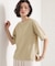 【M-XL/二の腕カバー】さらり麻調メッシュ5分袖ブラウス