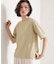 【M-XL/二の腕カバー】さらり麻調メッシュ5分袖ブラウス