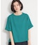 【M-XL/二の腕カバー】さらり麻調メッシュ5分袖ブラウス