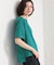 【M-XL/二の腕カバー】さらり麻調メッシュ5分袖ブラウス