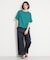 【M-XL/二の腕カバー】さらり麻調メッシュ5分袖ブラウス
