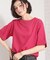 【M-XL/二の腕カバー】さらり麻調メッシュ5分袖ブラウス