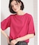 【M-XL/二の腕カバー】さらり麻調メッシュ5分袖ブラウス