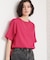 【M-XL/二の腕カバー】さらり麻調メッシュ5分袖ブラウス