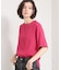 【M-XL/二の腕カバー】さらり麻調メッシュ5分袖ブラウス
