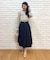 【美シルエット】細ベルト付き タックフレアスカート