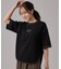 【S-LL/体型カバー】インせず着られる 配色ステッチ 5分袖ロゴTシャツ