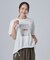 【洗濯機可/体型カバー】プリントデザインが目を惹く 裾シャーリングTシャツ