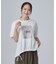 【洗濯機可/体型カバー】プリントデザインが目を惹く 裾シャーリングTシャツ