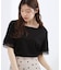 【二の腕カバー/UVカット】袖口シアースクエアネックTシャツ