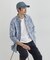ストライプ小花 長袖シャツ
